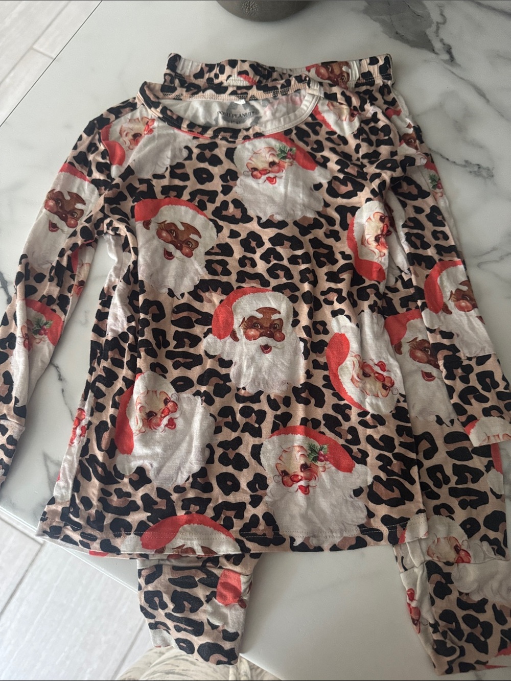 Posh Peanut Santa Leopard Print 3/4T